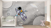 Spacemen texture featuring floating astronauts over a starry galaxy background.